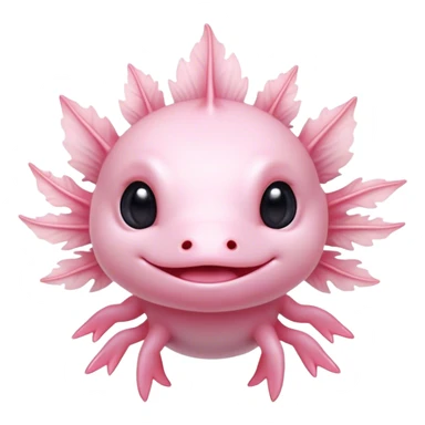 Cinematic Cute Axolotl Portrait Emoji, Head tilted playfully and inquisitively, featuring smooth, pale pink skin with delicate feathery gills and round, sparkling dark eyes filled with curiosity, Simplified yet irresistibly adorable features, highly detailed, glowing with a warm, magical glow, high shine, affectionate and quirky, stylized with a touch of whimsy, bright and endearing, soft glowing outline, capturing the essence of a mischievous yet charming aquatic friend, so playful it feels like it could swim out of the screen and into your heart! sticker