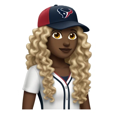 HOUSTON TEXANS baseball hat woman with long curly hair  sticker
