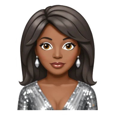 Mary Wilson from The Supremes with dark brown hair, silver outfit sticker