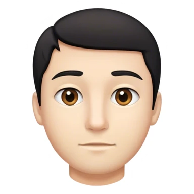 rostro chico joven sin barba piel blanca con cabello negro liso y corto sticker