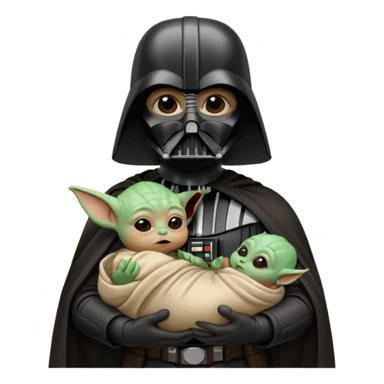 Darth Vader holding baby Yoda sticker