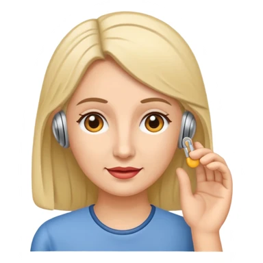 woman with hearing aid sticker