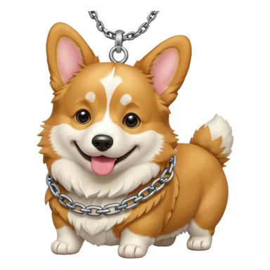 corgi with chain on sticker