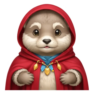 baby grey otter, in magic red cloak sticker