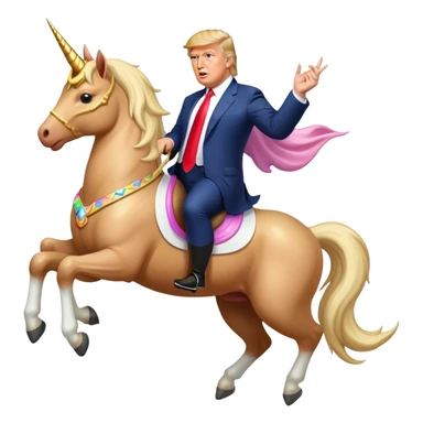 Donald trump riding a unicorn  sticker