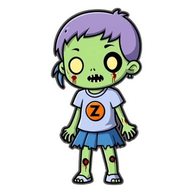 Zombie girl, cartoonish style sticker