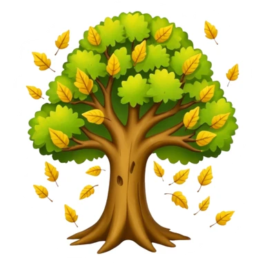 Tree with falling leaves, green leaves falling  sticker
