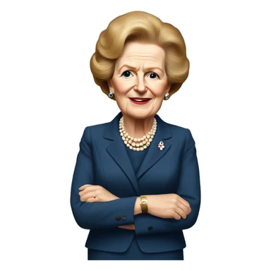 Margaret Thatcher with full body with arms crossed and smiling sticker