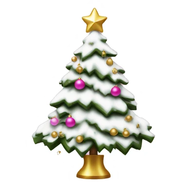 snow christmas tree with gold and pink decorations and a pink bow tree topper  sticker
