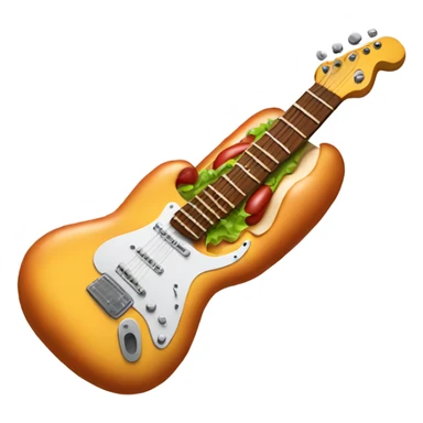 A hot dog rocking out with a guitar and one sock on sticker