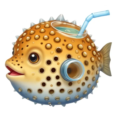 Puffer fish drinking boba sticker