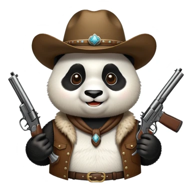 panda with cowboy hat and gun sticker