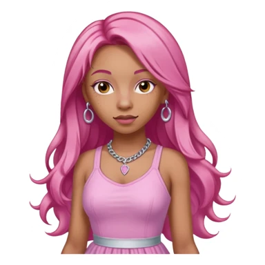 Ice Spice, Rapper (b.2000) with long ginger hair, pink hair sticker