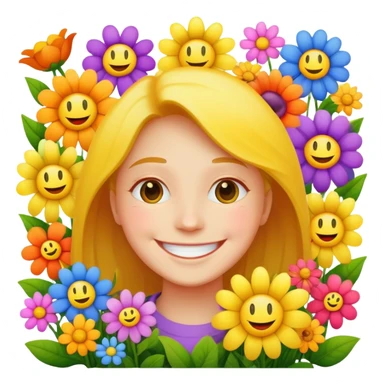 happy smiley garden flowers  sticker