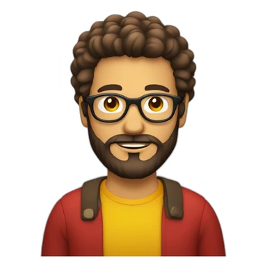 tête d'un homme brun avec la barbe et cheveux crépu nez rouge et lunette jaune sticker