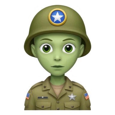 alien, wearing america soldier custome, half body sticker