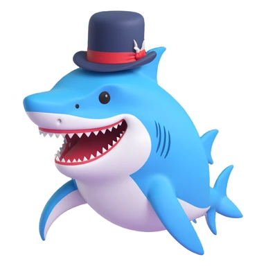 shark with a top hat sticker