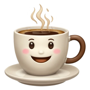 an adorable white cup of coffee with a smile, cup only, no plate sticker