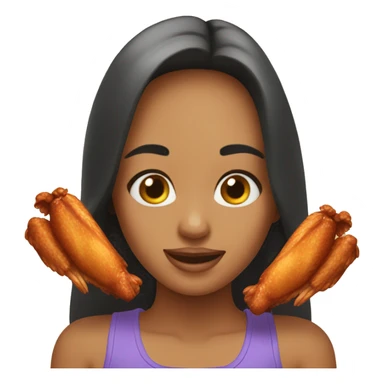 a girl flying with two bbq chicken wings on her back sticker