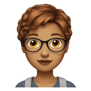 girl brown pixie hair with book sticker