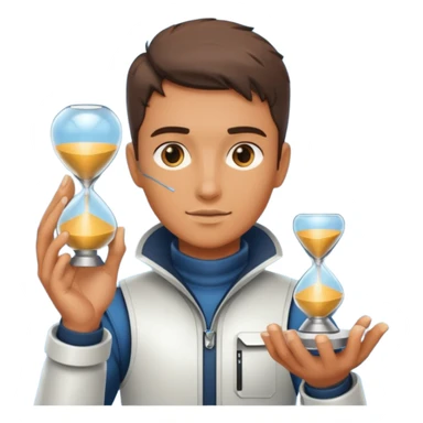 future Explorer with futuristic sandglass sticker