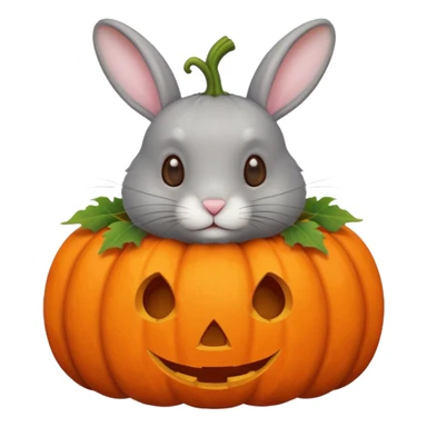 autumn cozy gray rabbit in pumpkin  sticker