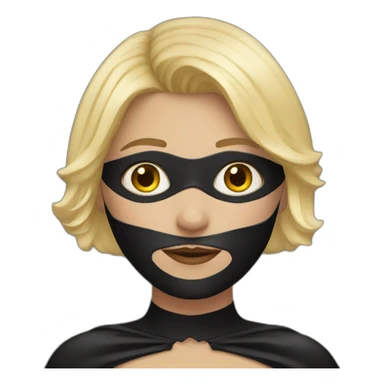 girl short blonde hair wearing batman mask sticker