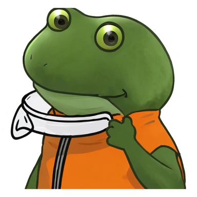 in an orange hazmat suit sticker