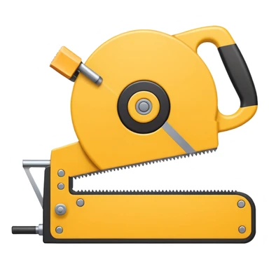 Combine the concept of indecision and a woodworking hand saw. The emoji should clearly show hesitation or uncertainty (e.g. a confused facial expression, or a split decision gesture) integrated with a classic wood saw. Simple, clean emoji style, bold shapes, minimal details sticker