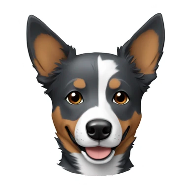 brown eyes dog blue heeler smile dark gray and white fur sticker