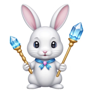 White bunny with wand and with cristals sticker