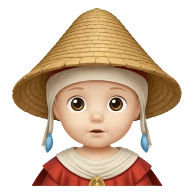 ancient roman baby conical hat, white, half body sticker