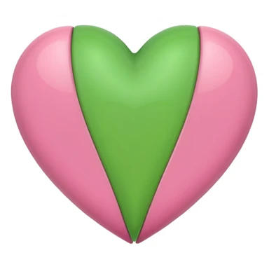 half pink half green heart sticker
