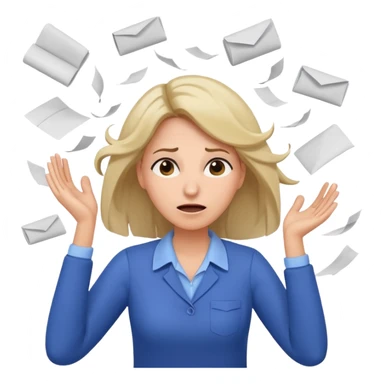 female teacher pulling her hair with stressed face, papers flying everywhere sticker