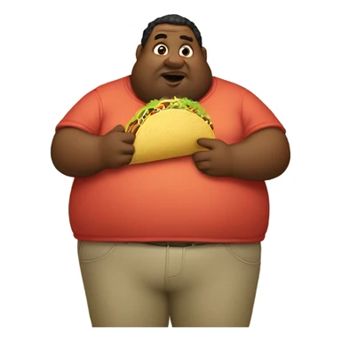 Fat man eating a taco sticker
