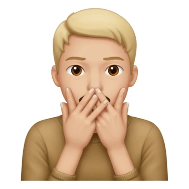 face biting nails on both hands, hands covering mouth sticker