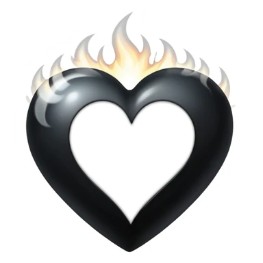 Black heart with white flames sticker