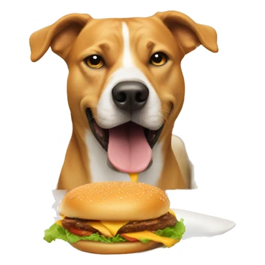 dog eating a burger sticker