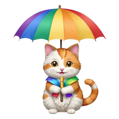 Cat with rainbow umbrella sticker