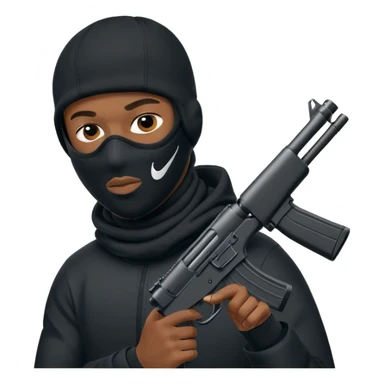 Nike ski mask black man with gun sticker