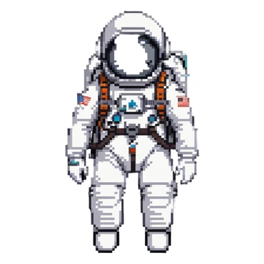 astronaut in white space suit with large helmet, gloves and life-support backpack exploring sticker