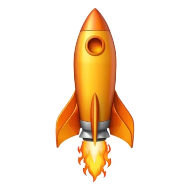 create a imoji showing rocket going in south east direction with proper flames. sticker