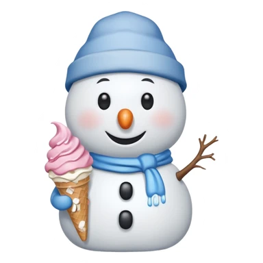 snowman wearing cap with ice cream  sticker