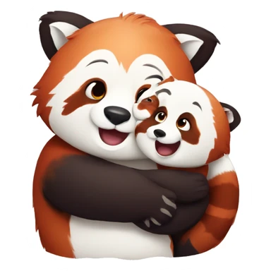 Red panda hugs white bear sticker