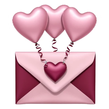 Pale pink love letter in burgundy and perl metallic heart-shaped balloons sticker