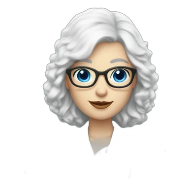 pale white haired librarian with blue eyes holding a book sticker