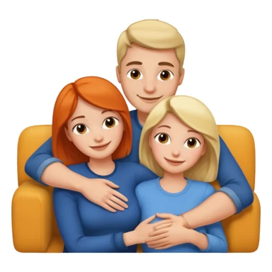 Women cuddling man on couch sticker
