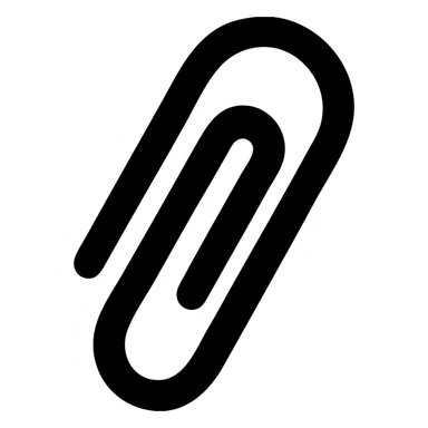 black solid filled minimalist paperclip icon, uniform line thickness, urban theme, transparent background sticker