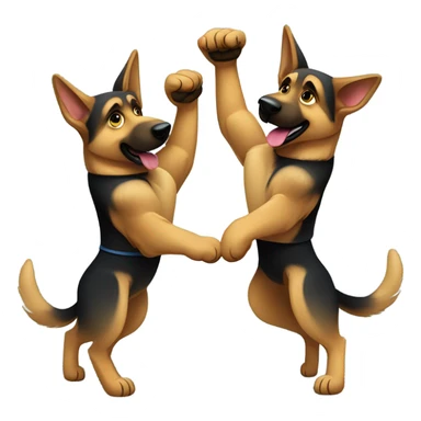 Two German shepard dogs boxing  sticker