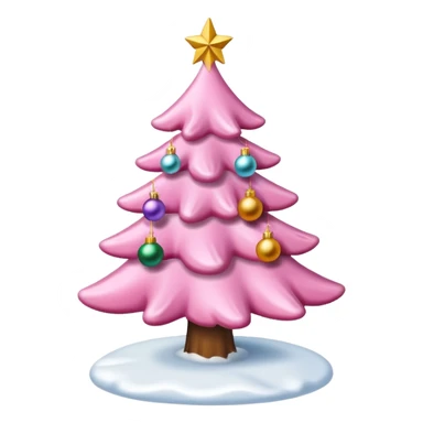 Pink Christmas tree with snow on it sticker